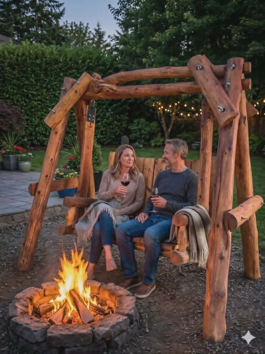 Cedar Log Picnic Table — Huron Log Furniture
